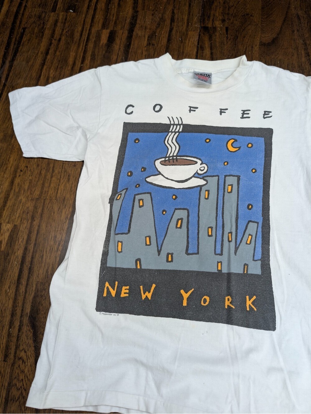 Coffee New York 1991 Oneita Vintage T-Shirt Single Stitch L
